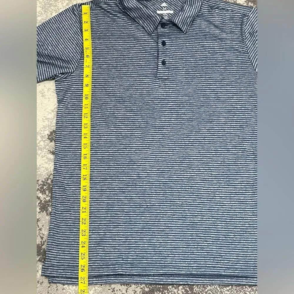 Adidas Golf Feeder Blue/gray Stripe Polo Shirt Size M Moisture-wicking